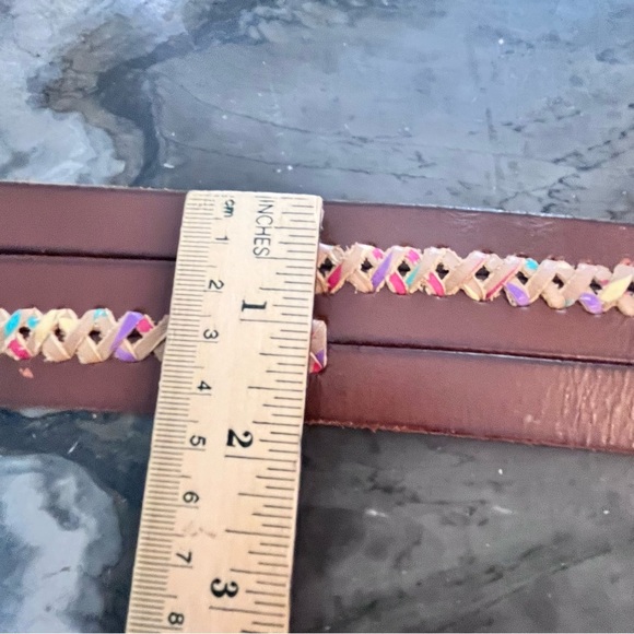 Lucky Brand Vintage Brown Woven Leather Belt Large Made in India - Picture 10 of 15